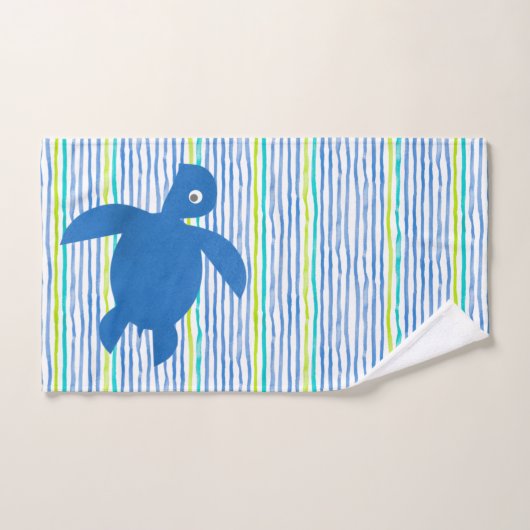 Waterverf Zee schildpad Shibori Stripe Coordinaat Bad Handdoek (Handdoek)