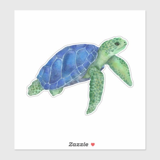Waterverf zee schildpad sticker (Vel)