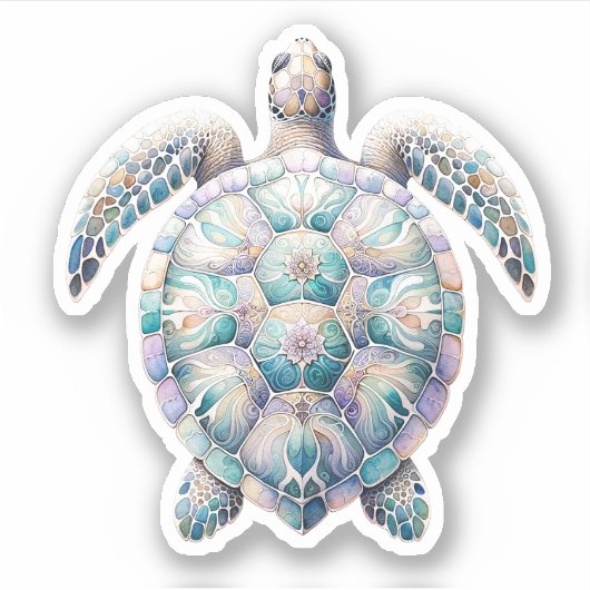 Waterverf Zee Schildpad Stickers (Voorkant)