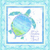 Waterverf Zee Schildpad Zonneschijn Zeeen Strand Z Sticker (Voorkant)