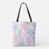 Waterverf Zee Schildpadden Kust Oceaan Monogram Tote Bag (Achterkant)