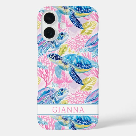 Waterverf Zee Schildpadden Monogram Case-Mate iPhone Case (Achterkant)