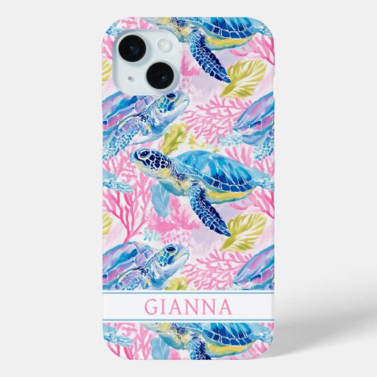 Waterverf Zee Schildpadden Monogram Case-Mate iPhone Case (Achterkant)