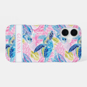 Waterverf Zee Schildpadden Monogram iPhone 16 Hoesje (Achterkant horizontaal)