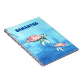 Waterverf Zee Schildpadden Monogram Naam Notitieboek (Rechterzijde)