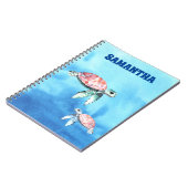 Waterverf Zee Schildpadden Monogram Naam Notitieboek (Linkerzijde)
