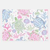 Waterverf Zee Schildpadden Oceaan Kust Inpakpapier Vel (Voorkant 3)