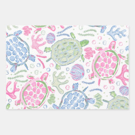 Waterverf Zee Schildpadden Oceaan Kust Inpakpapier Vel