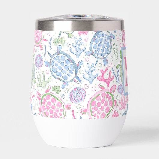 Waterverf Zee Schildpadden Ocean Beach Monogram (Voorkant)