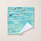 Waterverf Zee Schildpadden Ocean Swim Bad Handdoek (Wasdoekje)