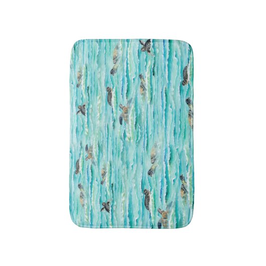 Waterverf Zee schildpadden zwemmen oceaan Badmat (Voorkant Verticaal)