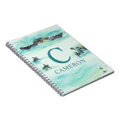 Waterverf Zee schildpadnaam Turquoise Notitieboek (Rechterzijde)
