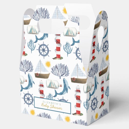 Waterverf Zee Schip, Sailor Whale Zee Baby shower Bedankdoosjes (Geopend)
