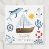 Waterverf Zee Schip, Sailor Whale Zee Baby shower Bedankjes Labels (Achterkant)