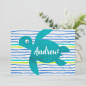 Waterverf Zee Schorrelschildpad Stripe Kaart (Staand voorkant)