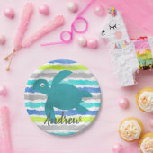 Waterverf Zee Schorrelschildpad Stripe Papieren Bordje (Feest)