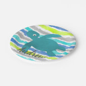 Waterverf Zee Schorrelschildpad Stripe Papieren Bordje (Gekanteld)