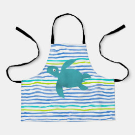 Waterverf Zee Schorrelschildpad Stripe Schort