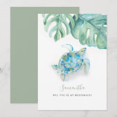 Waterverf Zee Schorrelschildpadden Feestdagenkaart (Voorkant / Achterkant)