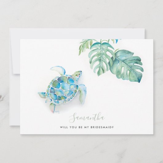 Waterverf Zee Schorrelschildpadden Feestdagenkaart (Voorkant)