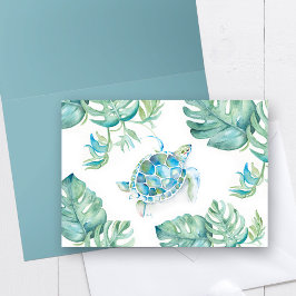 Waterverf Zee Schroef met Monstera Palm Leaves Bedankkaart