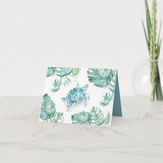 Waterverf Zee Schroef met Monstera Palm Leaves Bedankkaart (Voorkant)