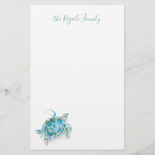 Waterverf Zee Schroef op maat Briefpapier (Voorkant)