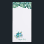 Waterverf Zee Schroef op maat Magnetisch Notitieblok<br><div class="desc">Elegant and coastal, this personalized stationery features your family name or mongram in a hand lettered script typography with a top boarder of my sea turtle and tropical monstera palm leaves designed using my origineel watercolor art. Perfect for your summer notes. To see more designs by Victoria Grigaliunas visit www.zazzle.com/dotellabelle...</div>