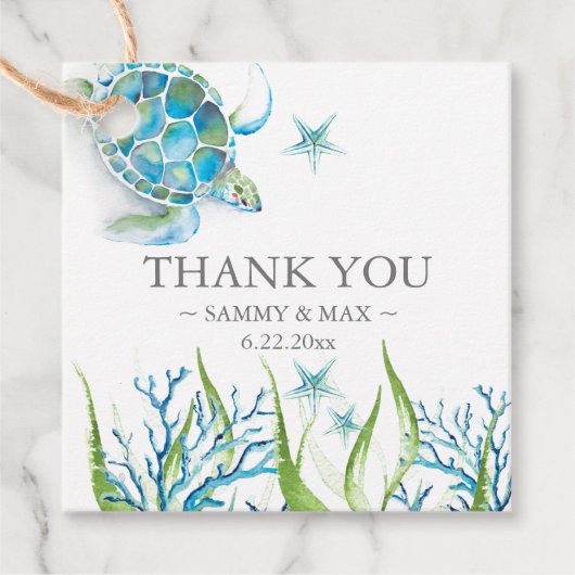 Waterverf Zee Schrootschildpaddenstoelen Bedankjes Labels (Voorkant)