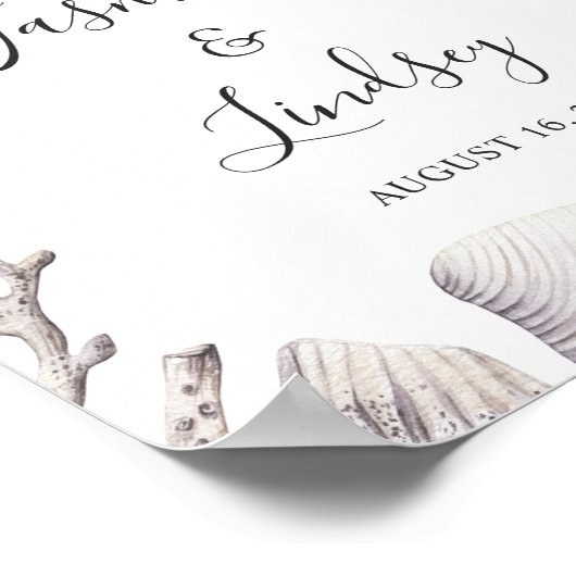 Waterverf Zee Shell Beach Weddenschap Welkomstteke Poster (Hoek)