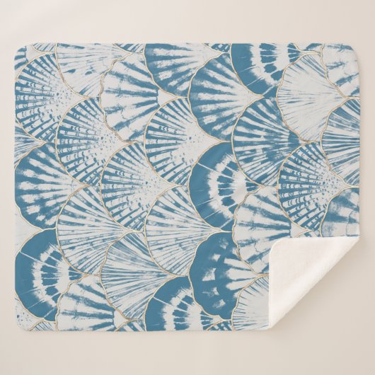 Waterverf zee shell japanese golven naadloos sherpa deken (Voorkant (horizontaal))