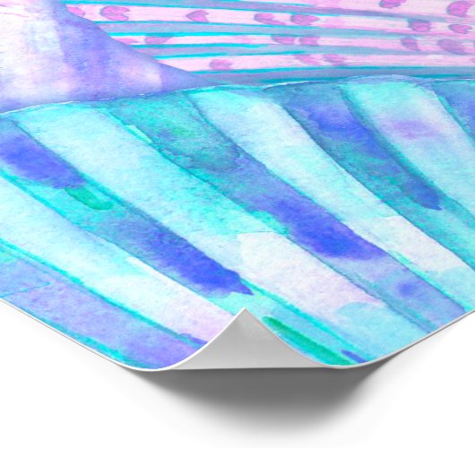 Waterverf zee shell naadloos patroon. Handtekening Poster (Hoek)