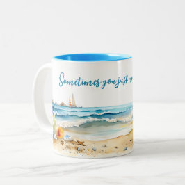 Waterverf zee strand | Reis | Koffie Tweekleurige Koffiemok