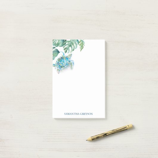 Waterverf Zee Tropisch Post-it® Notes (Op bureau)