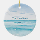 Waterverf Zee Turtle 1st Christmas Beach House Keramisch Ornament (Achterkant)