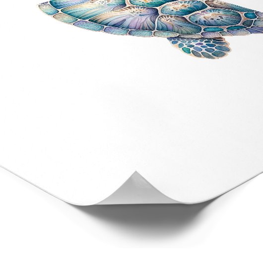 Waterverf Zee Turtle Art Poster (Hoek)
