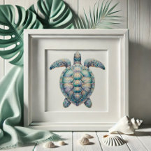 Waterverf Zee Turtle Art