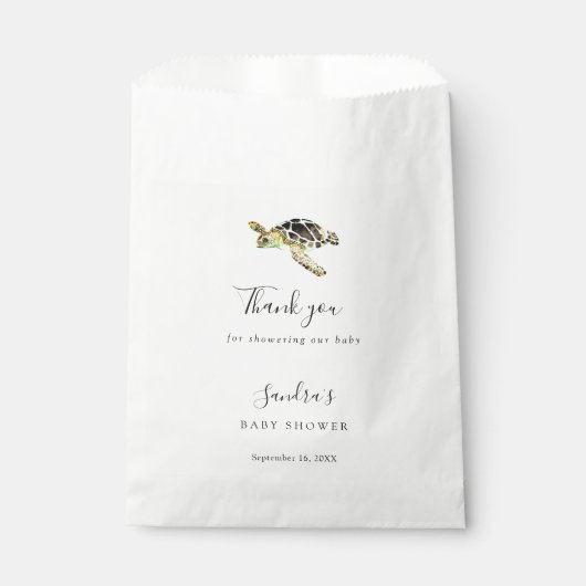 Waterverf Zee Turtle Baby shower Custom Favor Bedankzakje (Voorkant)