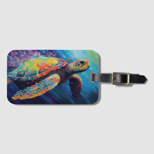 Waterverf Zee Turtle Bagagelabel (Voorkant (horizontaal))
