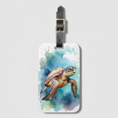 Waterverf Zee Turtle Bagagelabel (Voorkant (verticaal))