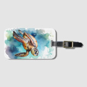 Waterverf Zee Turtle Bagagelabel (Voorkant (horizontaal))