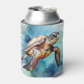 Waterverf Zee Turtle Blikjeskoeler (Blikje Voorkant)