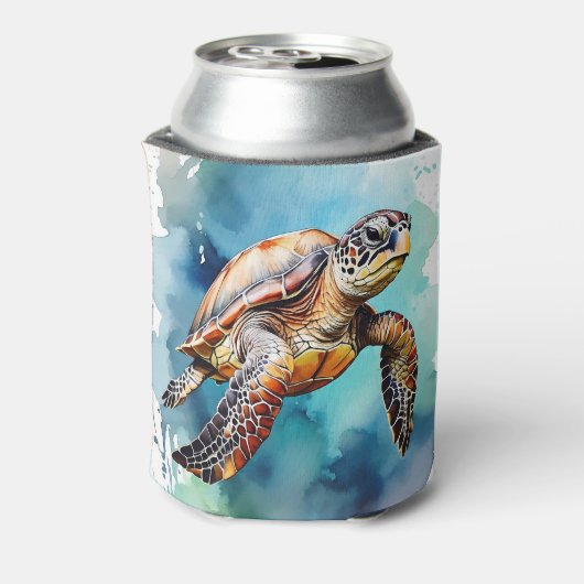 Waterverf Zee Turtle Blikjeskoeler (Blikje Achterkant)