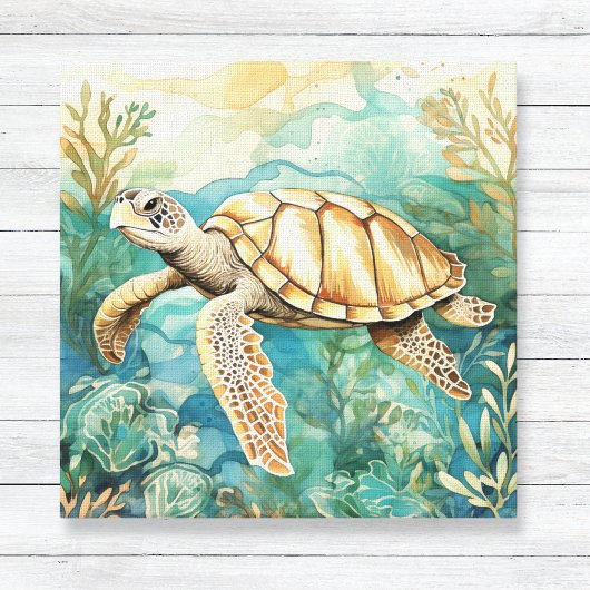 Waterverf Zee Turtle Canvas