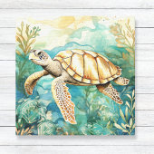 Waterverf Zee Turtle Canvas Afdruk