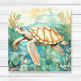 Waterverf Zee Turtle Canvas Afdruk
