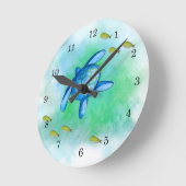 Waterverf Zee Turtle Clock Ronde Klok (Hoek)