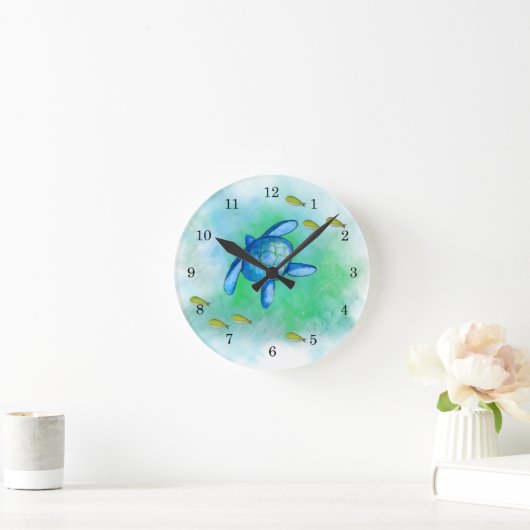 Waterverf Zee Turtle Clock Ronde Klok (Huis)