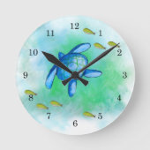 Waterverf Zee Turtle Clock Ronde Klok (Voorkant)