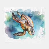 Waterverf Zee Turtle Fleece Deken (Voorkant (Horizontaal))